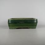 [ б/у ] бонсай горшок весна сосна зеленый .. средний длинная сторона примерно 30.5cm длина person горшок средний внизу obi глазурь на данный момент товар б/у горшок 