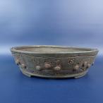 [ б/у ] бонсай горшок .. средний длинная сторона примерно 20cm круг горшок шпилька удар внизу obi грязь горшок на данный момент товар б/у горшок 