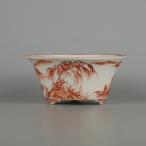 [ б/у ] бонсай горшок тихий мир . структура маленький размер длинная сторона примерно 11.8cm круг горшок красный . ландшафт map .. для на данный момент товар б/у горшок 