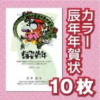 年賀状 2024 辰 イラスト 年賀状印刷 安い お年玉付き 年賀はがき 竜 10枚 カラー年賀状印刷（辰年）カラー和風GW-08