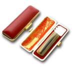 印鑑 はんこ 実印 牛角 濃色(芯持) 15mm 印鑑ケース(赤-金枠)付き 個人印鑑 ハンコ 判子 名前 送料無料
