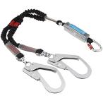 [藤井電工] 新規格 フルハーネス用ランヤード ノビロン 伸縮ロープ式 ブラック 黒 ツインランヤード THL-2-NV93SV-21KS-2R