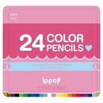 トンボ鉛筆 色鉛筆 ippo スライド缶入 24色 プレーン Pink CL-RPW0424C