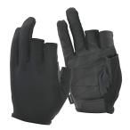 おたふく手袋 合皮手袋 フーバー 合成皮革 甲部ストレッチ素材 ショート丈 3本指出し FB-62 ブラック L