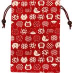 京佑 御朱印帳 ご朱印帳 朱印帳 巾着 袋 入れ 猫 日本製 和柄 にゃんこもん 赤 18×26.5cm