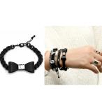 ブレスレット バングル アクセサリー メタルブレスレット 腕輪 チェーンブレスレット ブラックリボンメタルチェーンブレスレット