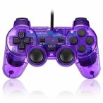 【あの頃の操作感が蘇る】PS2 コントローラー 有線 PS1対応 クリアカラー 振動機能 アナログ対応 (クリアパープル) [video game]
