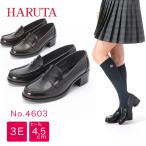 ショッピングヒール HARUTA ローファー4603/幅広3E ヒールアップ 黒 茶 ハルタ レディース 女子 女の子 女子高生 通学 通勤 合皮 日本製 ブラック ワイド EEE