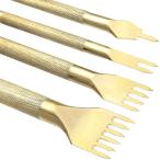 レザークラフト菱目打ち 開運 ゴールド 菱目打ち 送料無料 ピッチ 4mm 1 / 2 / 4 / 6本目 4本セット 白 蝋引き糸付き