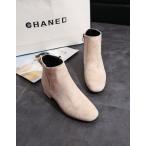 ショートブーツ レディース ローヒール ショートブーツ ブーティ ブラック 裏起毛