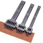 KEWAYO 3本セット レザークラフト 革細工 菱目打ち丸穴 ポンチセット ポンチ 穴あけ間隔 6MM 目打ち 革 縫い穴 打ち具２４６歯