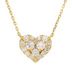 ショッピングハートゴールド ポンテヴェキオ ハート ダイヤ0.46ct ネックレス K18YG 新品仕上げ済み♪送料無料・返品可