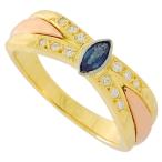 カルティエ ヴィンテージ サファイア ダイヤ リング K18スリーカラー #51 新品仕上げ済み♪送料無料・返品可♪