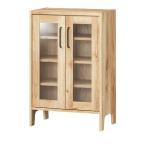 (タイムセール中) キャビネット 幅58 ガラス扉付き おしゃれ ナチュラルヴィンテージ