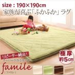 ラグマット 約2畳 190×190cm おしゃれ 50mm厚 ホットカーペット・床暖房 厚手 マイクロファイバーラグ