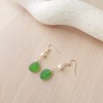 Yahoo! Yahoo!ショッピング(ヤフー ショッピング)シーグラス K14GF グリーン パール 揺れる ピアス プレゼント ギフト