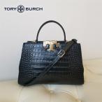 トリーバーチ TORY BURCH ELEANOR CROC EMBOSSED SATCHEL エレノア ショルダーバッグ　斜め掛け ブラック ワニ柄