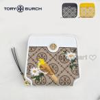 トリーバーチ TORY BURCH T モノグラム ジャガード バイフォルド ウォレット 二つ折り財布 バイフォールド ウォレット ラウンドファスナー ミニ財布