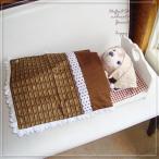 【誕生日】待望の再入荷！クリスマスプレゼントに♪Ｓサイズダッフィー・シェリーメイ用ハンドメイド木製ベッド（チョコレート）・お布団セット*futon3-bedset