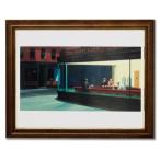 エドワードホッパー 額入りアートポスター EH01 「Nighthawks」 Edward Hopper 41×33cm アートパネル アートフレーム