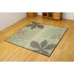 (タイムセール中) ラグマット 夏用 い草ラグ 約2畳 約191×191cm 正方形 リーフ柄 抗菌防臭 ブラウン 消臭 すべり止め
