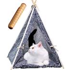 Bidason ペットベッド 犬 猫 小屋 木製 ペットクッション ペットテント クッション付き 茣蓙付き 簡易テント 室内 組立簡単 工具不要 分解