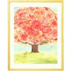 絵画 インテリア 壁掛け 花 絵 (いのちの樹/額入り-Mプラスサイズ・ポエム付) 玄関に飾る絵画 風水 リビング 癒しの絵画 部屋 優しい絵 画家 ナチュラル