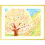 絵画 インテリア 壁掛け 花 絵 (はじまりの日/額入り-Mサイズ・ポエム付) 玄関 リビング 春 夏 風水 景色 桜 さくら 壁飾り 明るい絵 水彩画 複製画 日本画