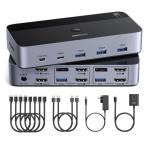 UGREEN HDMI 2.1 KVM�ؑ֊� �f���A�����j�^�[�Ή� 2����2�o�́b8K@60Hz�Ή��bUSB3.0�~3�{USB-C�b2��PC��2���