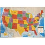 アメリカ アメリカ 壁地図 39.4インチ x 27.5インチ 州都 都市 州と国際境界 メジャー川 湖 タイムライン