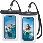 【2枚セット 完全防水】 Lamicall スマホ 防水 ケース 海 IPX8 : プール お風呂 水中撮影 スマホ防水ケース ぼうすい アイフォン