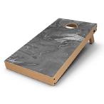 ショッピングfk07 Design Skinz Marble Skin Set for Cornhole (Skin Only) - Black ＆ Silver Marble Swirl V7_並行輸入