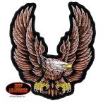 日本未発売! セール価格! ホットレザー ニューアップウィングイーグル ワッペン 米国直輸入! ウェアのカスタムに 布製 アイロン対応 サイズ大 背中用