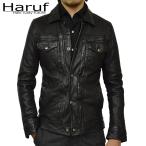 gジャン レザージャケット 革ジャン ジージャン レザー メンズ 本革 革 ライダースジャケット トラッカージャケット ラムレザー 秋冬 A628