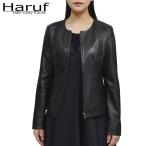 ノーカラージャケット レザージャケット 革ジャン レディース 本革 ラムレザー ライダースジャケット ノーカラー 襟なし ジップアップ SOLENE