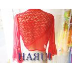 在庫処分 ベリーダンス  ストーン付 花柄 ネット  切り替え チョリ 赤