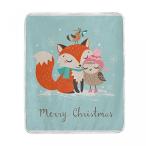 インテリア ベッド キッズ U LIFE Cute Fox Owl Merry Christmas Soft Fleece Throw Blanket Blankets for Nap Couch Bed Kids Adults 50 x 60 inch