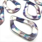 アクリルパーツ 抜き変形楕円 4個セット 44mm 02 パープル マーブル プレート チャーム オーバル ハンドメイド パーツ R-080