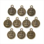 金古美 チャーム 10個セット 王冠 クラウン アンティークゴールド アクセサリー パーツ カン付き 金具 金属 メタル ピアス タッセル レジン 素材 ハンドメイド