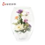 ドライフラワー 造花 ガラス ボトル 花 蘭 菊 お盆 盆提灯 提灯 盆棚 ギフト お供え 「ボトルフラワー ミニベース ラン・キク」 お仏壇のはせがわ