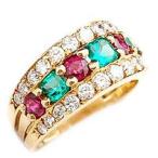 ダイヤ D1.03ct /ルビー R1.00ct /エメラルド E0.72ct  K18 ダイヤ リング