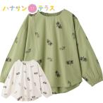  анютины глазки рисунок вышивка воротник рукав резина блуза M~L свободный размер задний . примерно длина . женский для женщин 