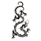タトゥーシール【ミニサイズ (5×9cm)】 黒ドラゴン (タトゥー ミニ TATOO シール フェイクタトゥー いれずみシール 足 刺青