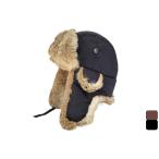 イタリア製 インポート MARONE パイロットキャップ ラビットファー 耳あて付き 56から58.5cm MからLL ブラウン ブラック 84224