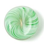 帯留ガラス手作り緑グリーン白ミルキ...