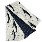 ショッピング浴衣 帯 半幅帯 浴衣帯 ゆかた帯 桐生織 ポリエステル ライトグレー くじら 鯨 船 波 海 動物 アニマル リバーシブル ユニーク 個性的 No.10-5573