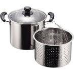 パール金属 パスタ鍋 22cm ガラス鍋蓋付 IH対応 ステンレス NEWだんらん H-5876 シルバー