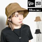 バケットハット ニューエラ NEWERA レディース 春 夏 深め あご紐付き 帽子 紫外線対策 つば広 黒 ベージュ おしゃれ ブランド ロゴ