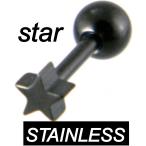 星ピアス ステンレス　極小スター片耳用ブラック/メール便可
