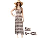 ワンピースマキシ丈カヒコ柄人気フラ...